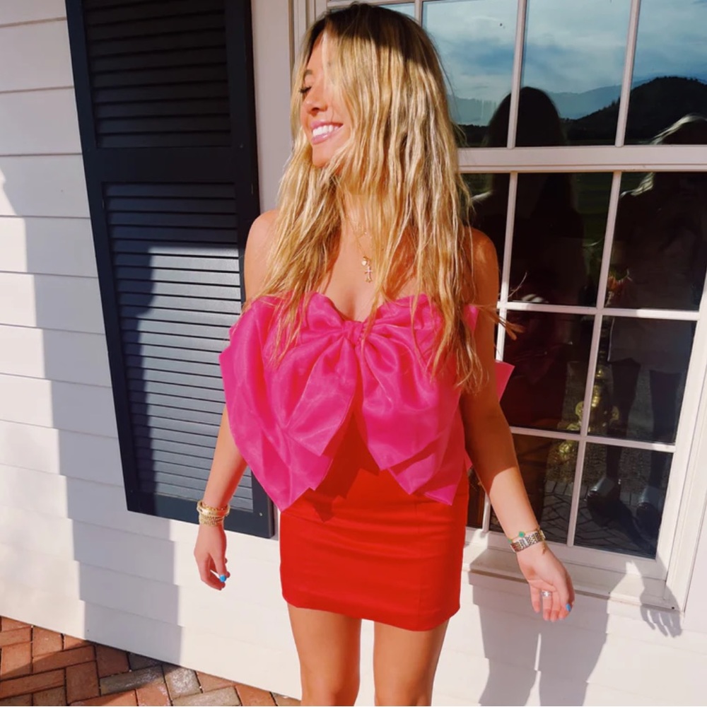 triple threads oscar mini dress in pink/red❤️🤍🎀